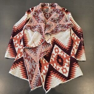 Cardigan Sweater S Womens Quinn Open Draped Aztec Soutwest Boho Hippie Geometric
